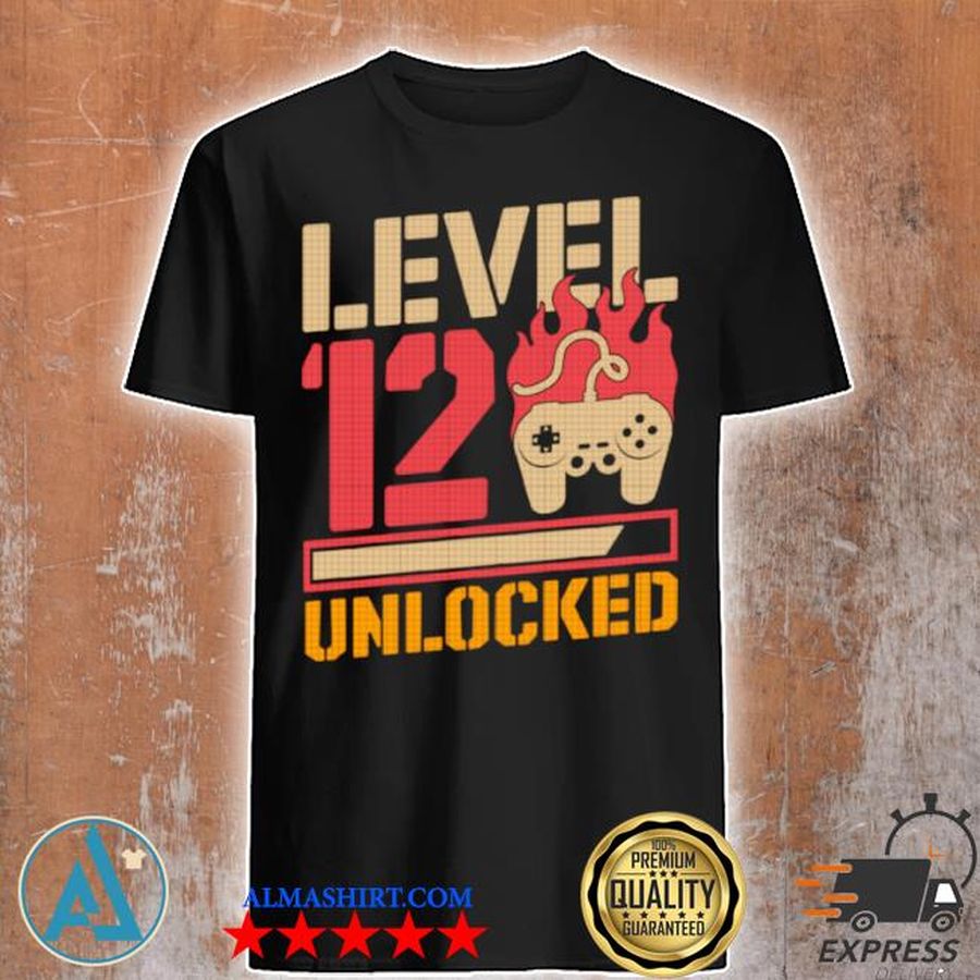 Level 12 unlocked 12th video gamer birthday shirt