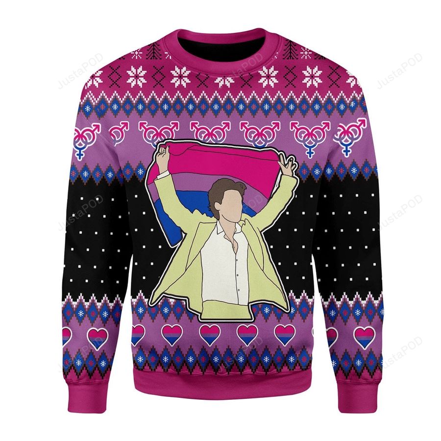 LGBT Bisexual Flag Ugly Christmas Sweater All Over Print Sweatshirt