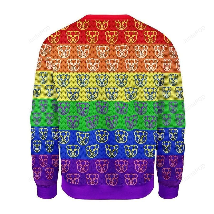 LGBT Cute Pig Ugly Christmas Sweater All Over Print Sweatshirt