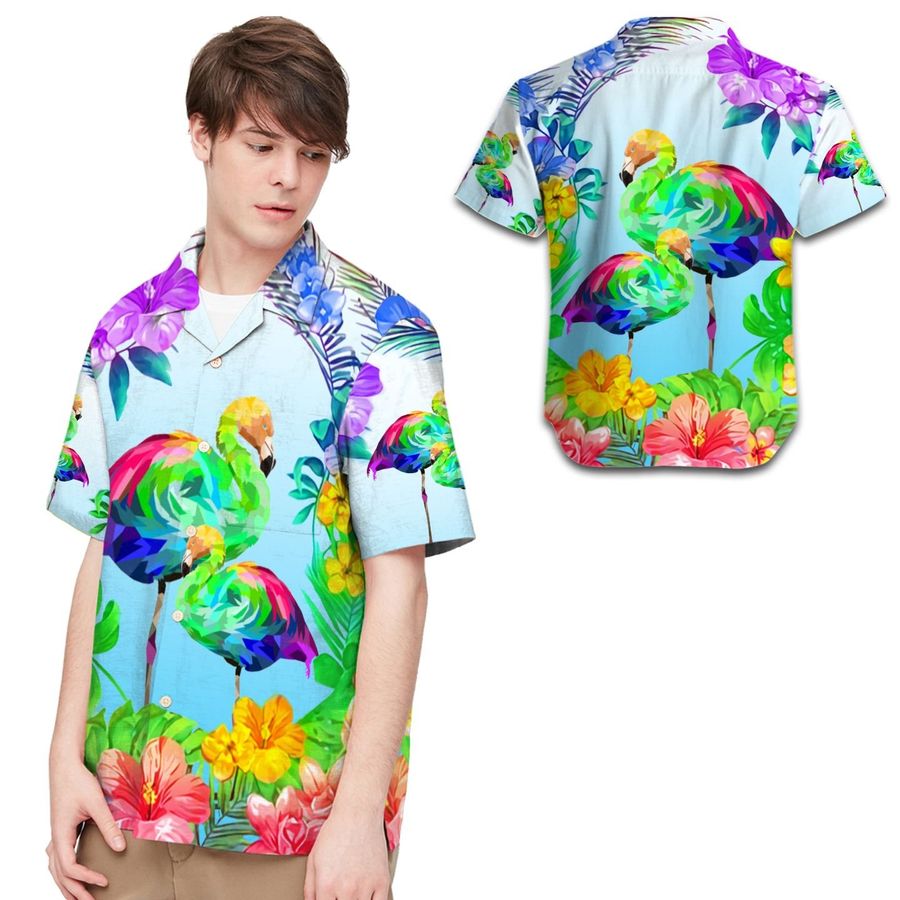 Lgbt Flamingo Tropical Floral Men Hawaiian Shirt