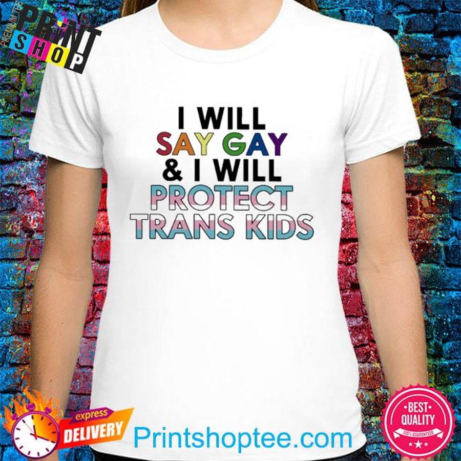 LGBT I will say gay and I will protect trans kids shirt