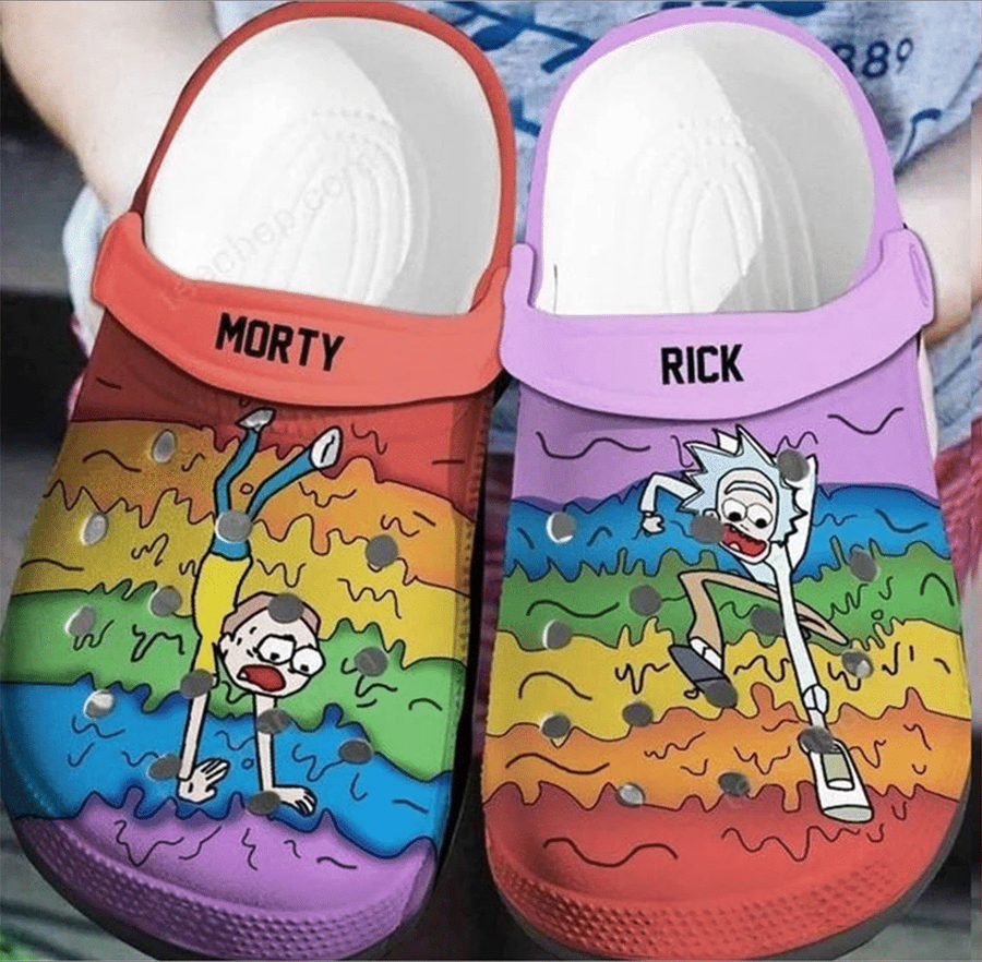 Lgbt Rick And Morty Crocs Crocband For Men And Women Rubber Crocs Crocband Clogs, Comfy Footwear.png