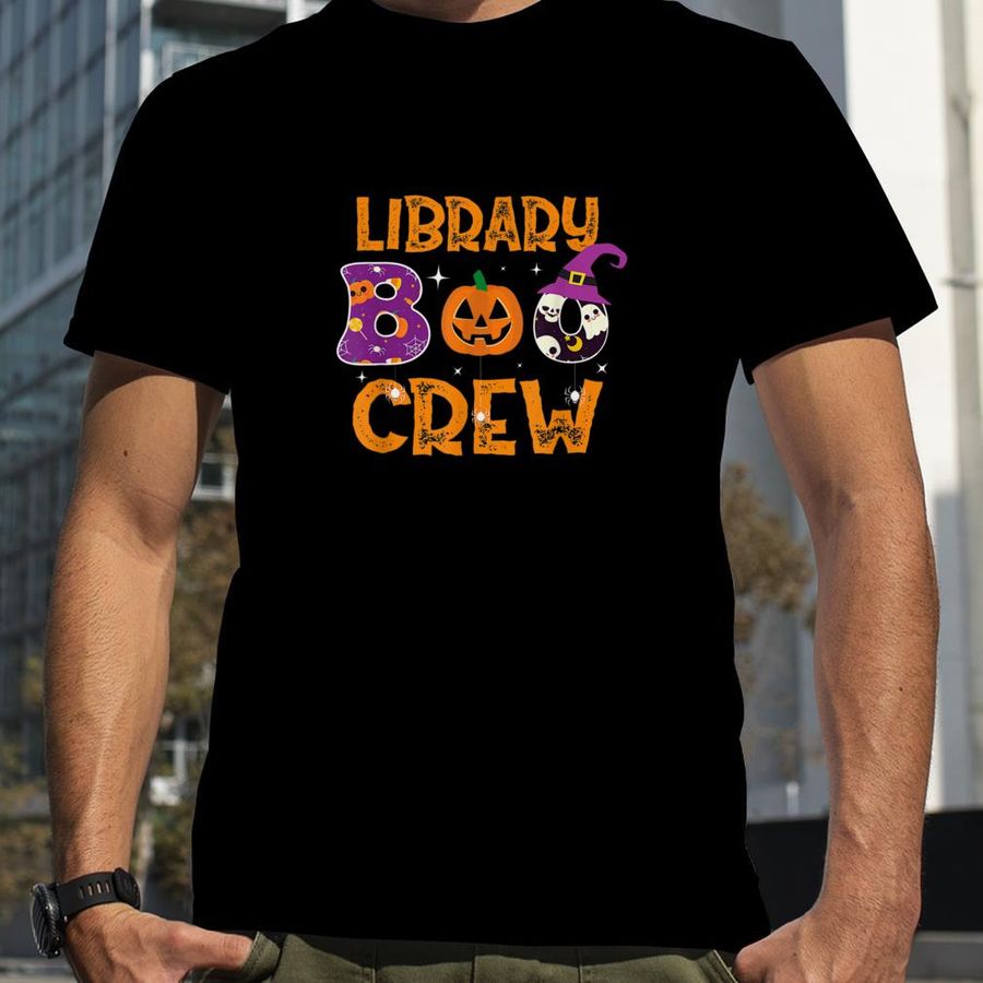 Library Boo Crew School Librarian Halloween Book Library T Shirt