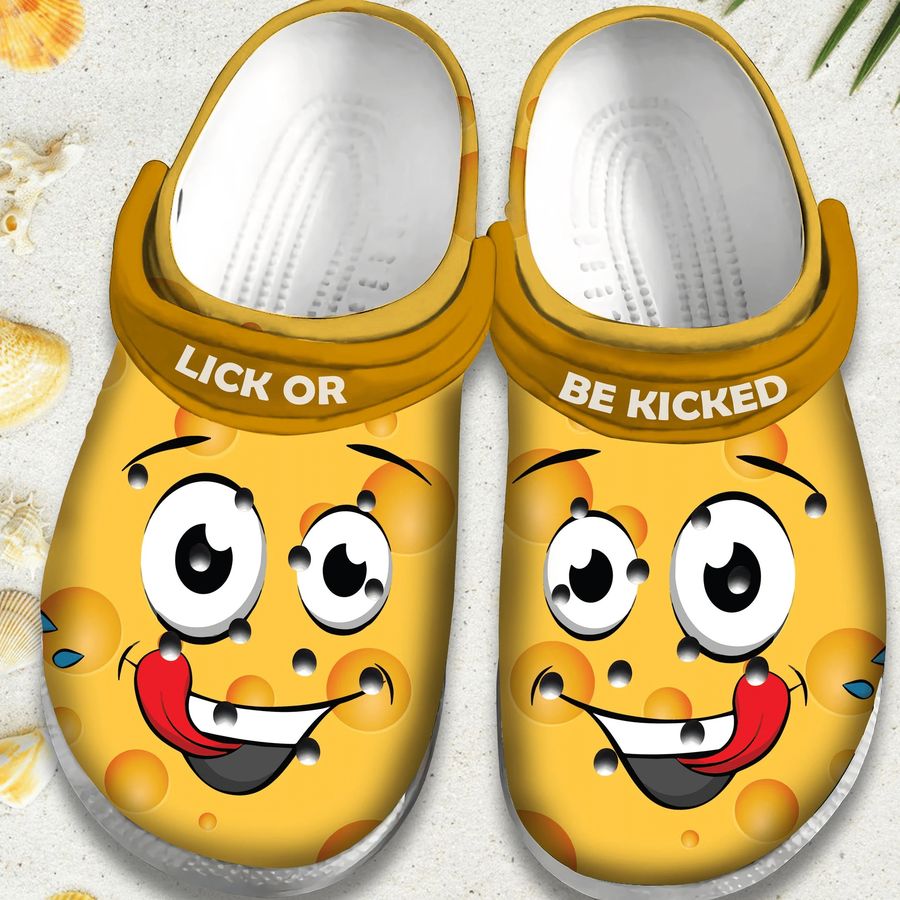 Lick Or Be Kicked Smile Face Gift For Lover Rubber Crocs Crocband Clogs, Comfy Footwear