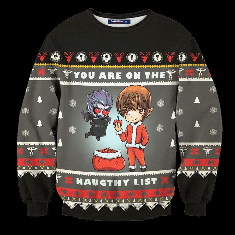Light Yagami You Are The Naughty List Ugly Christmas Sweater, All Over Print Sweatshirt, Ugly Sweater, Christmas Sweaters, Hoodie, Sweater