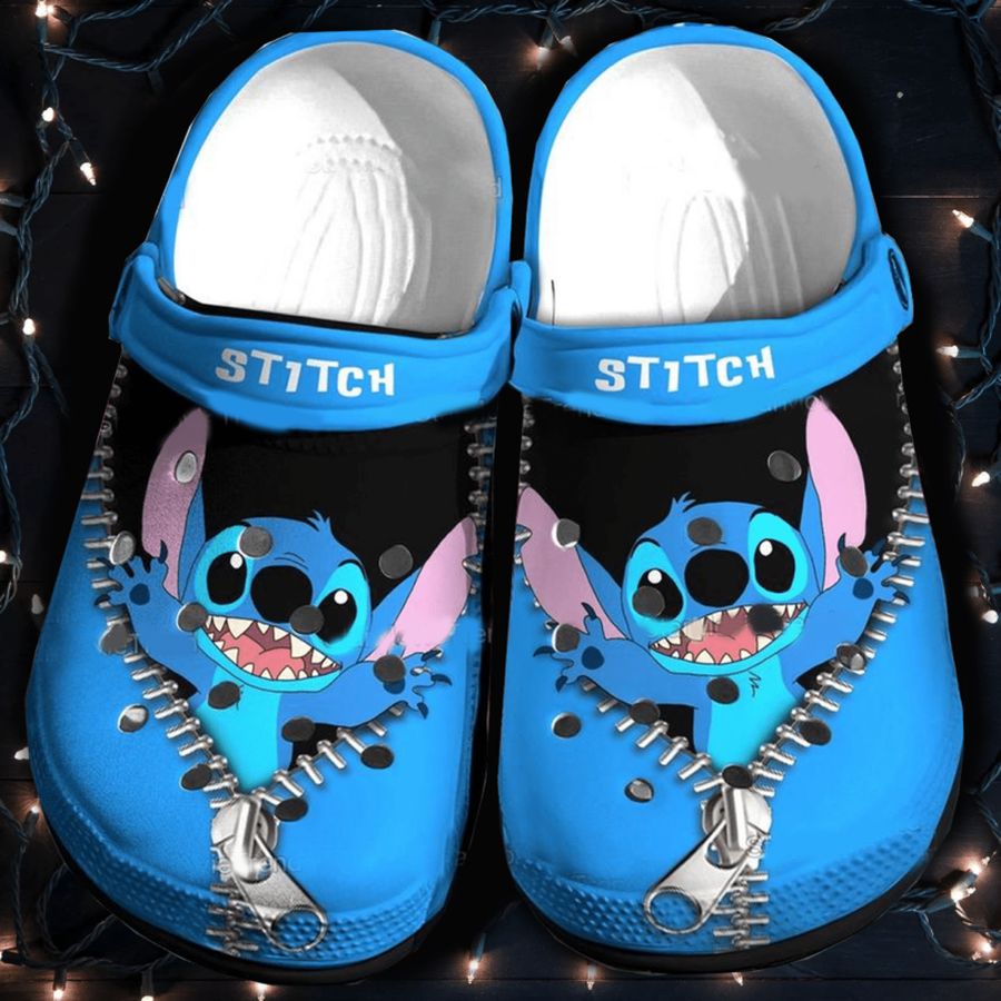 Lilo and Stitch Zip Crocs Crocband Clogs, Comfy Footwear, Shoes