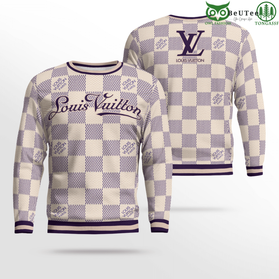 NICE) Louis Vuitton Grey 3D Ugly Sweater - Hothot