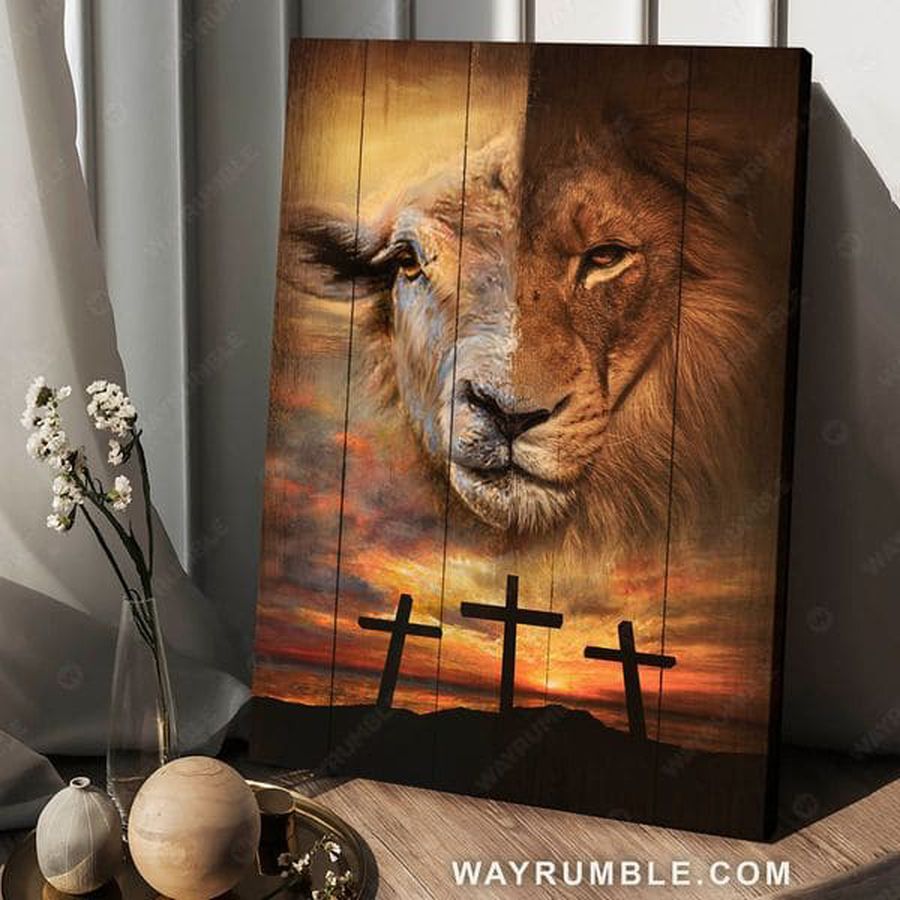 Lion And Lamb, God Cross, Jesus Poster Decor Poster