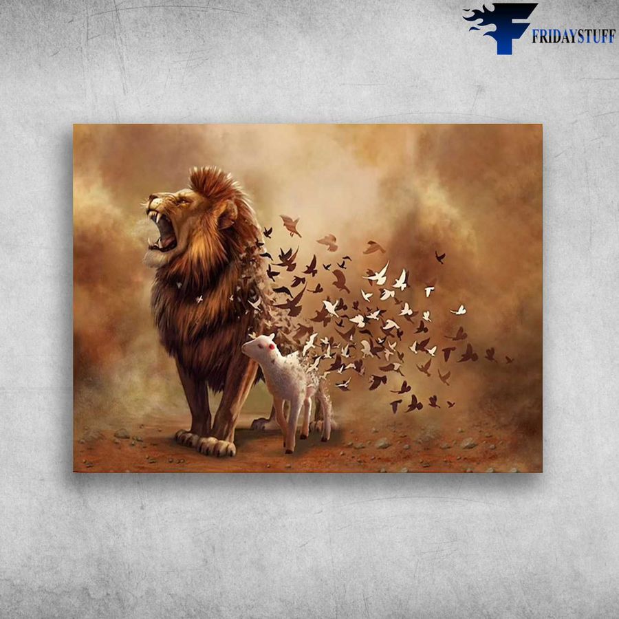 Lion And The Lamb, Lamb Dove Poster Poster Home Decor Poster Canvas