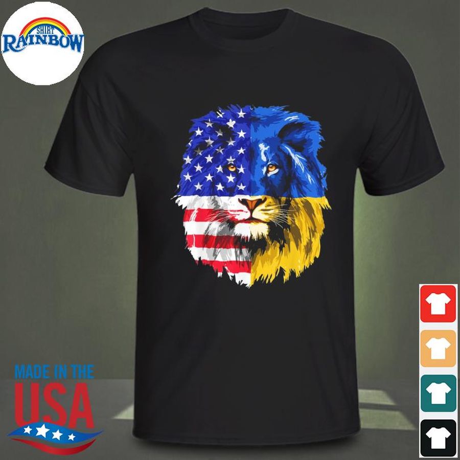 Lion I stand with ukraine American usa flag support ukrainian shirt