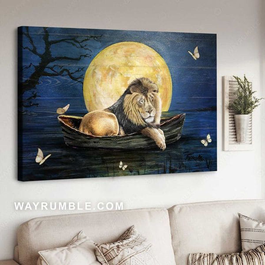 Lion Poster, Butterfly Lover, Moon Night Poster