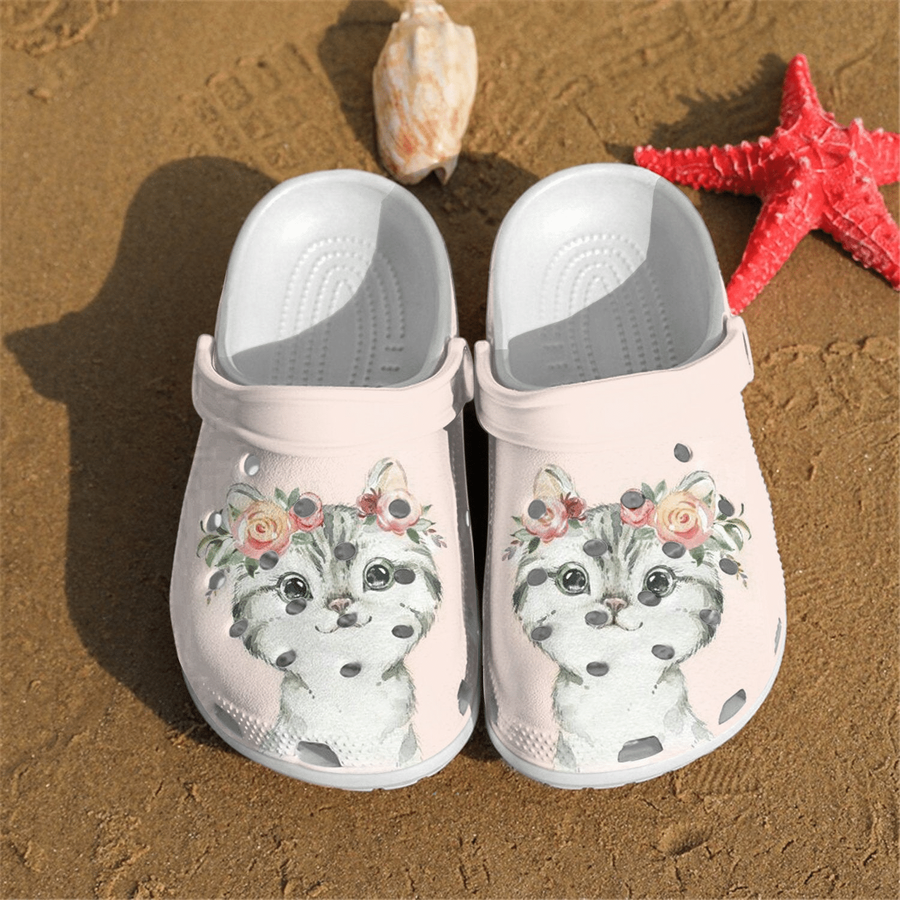 Little Cat Flowers Crocs Clog Shoes.png