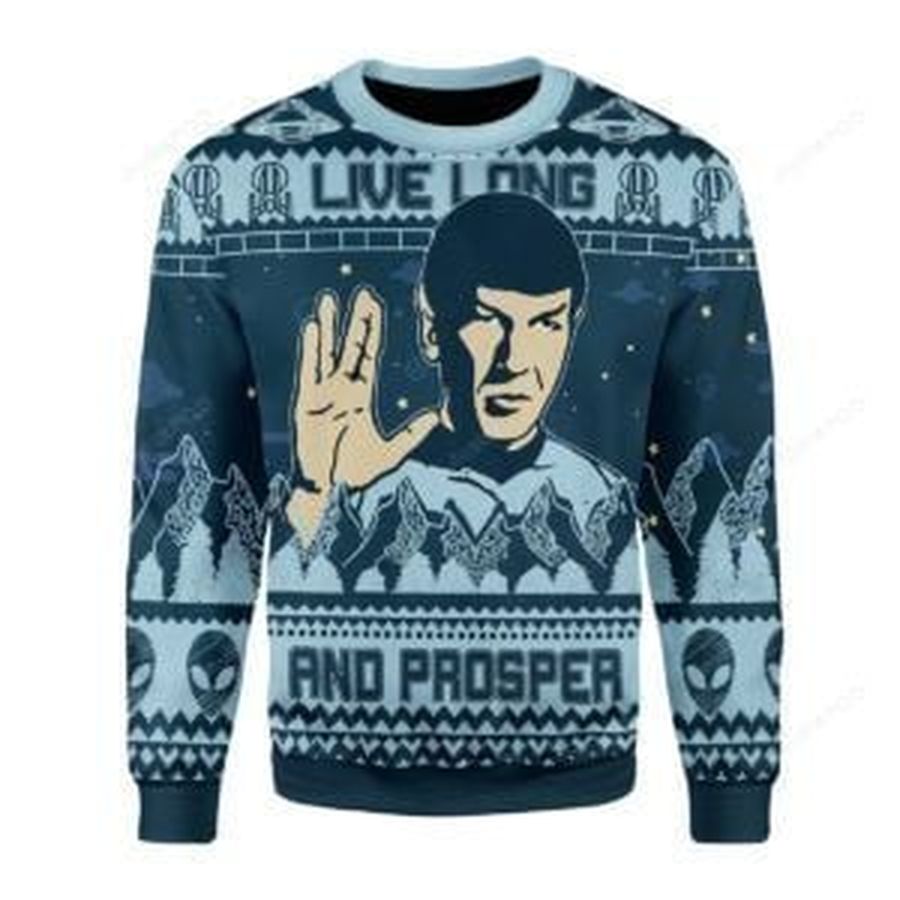 Live Long And Prosper Ugly Christmas Sweater, All Over Print Sweatshirt, Ugly Sweater, Christmas Sweaters, Hoodie, Sweater