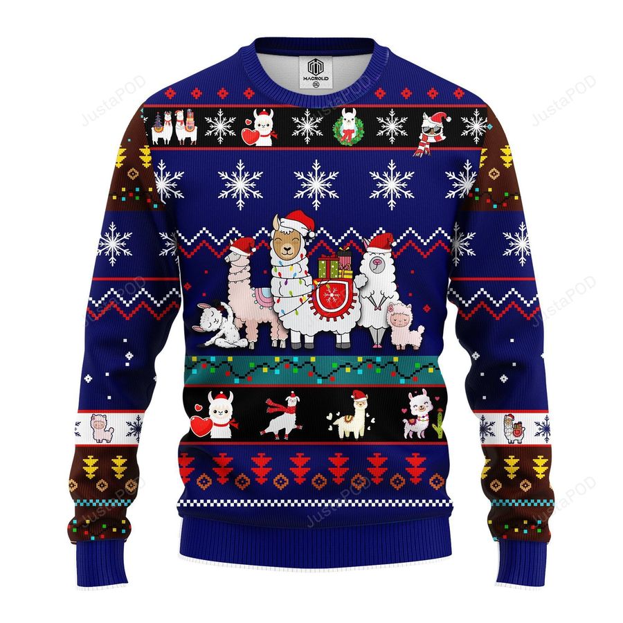 Llama Noel Mc Ugly Christmas Blue Ugly Sweater Christmas Sweaters