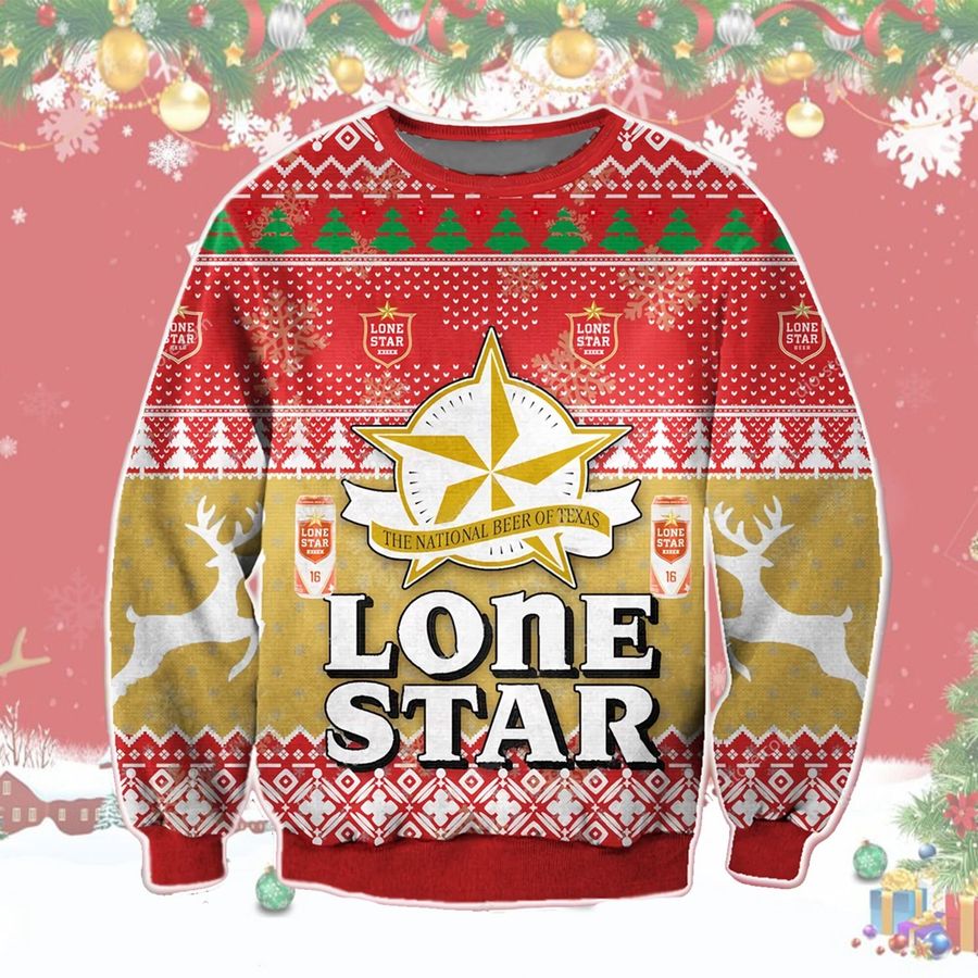 Lone star National Beer of Texas Wool Ugly Sweater