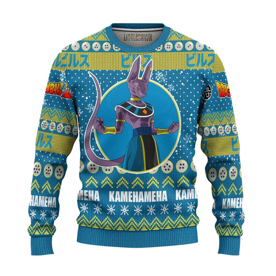 Lord Beerus Ugly Christmas Sweater and 3D Hoodie Dragon Ball Z Xmas Gift