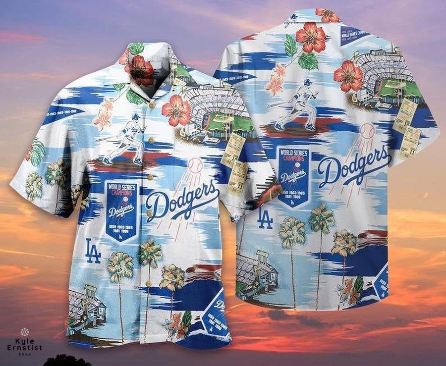 Baby Yoda Short Sleeve Los Angeles Dodgers Hawaiian T-Shirt