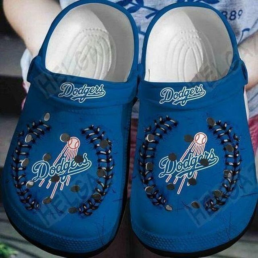 Los Angeles Dodgers Blue Pattern Crocs Crocband Clog Comfortable Water Shoes