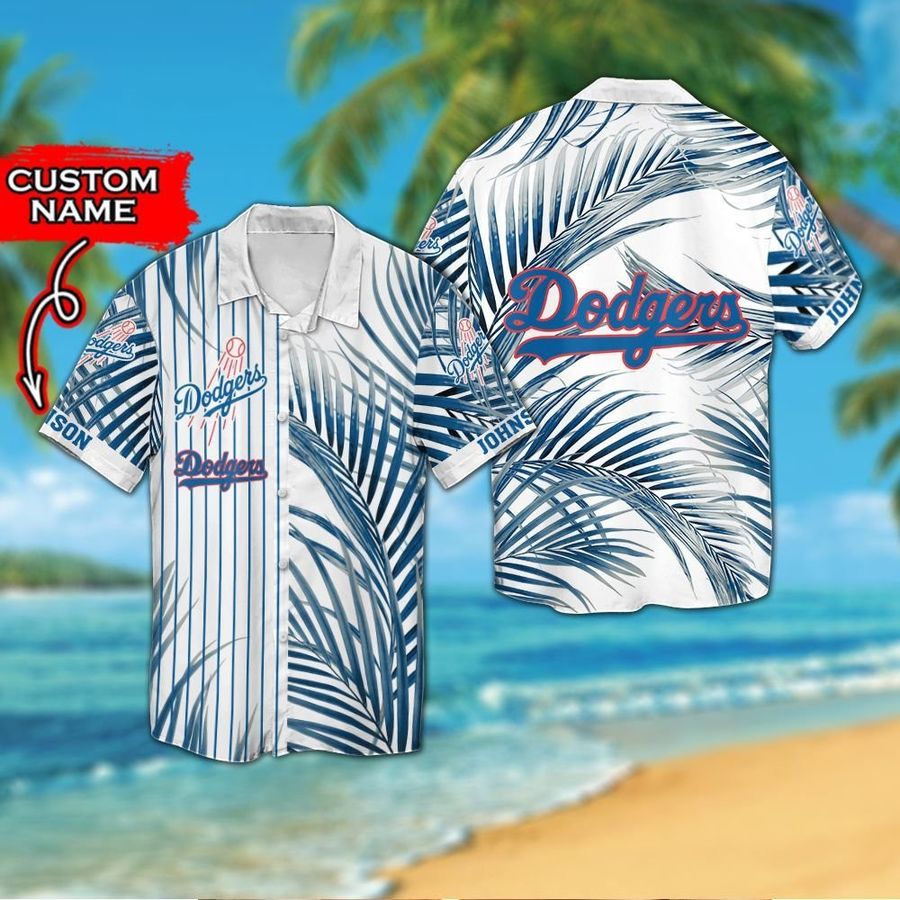 Los Angeles Dodgers Custom Personalized Short Sleeve Button Up Tropical Aloha Hawaiian Shirts For Men Women