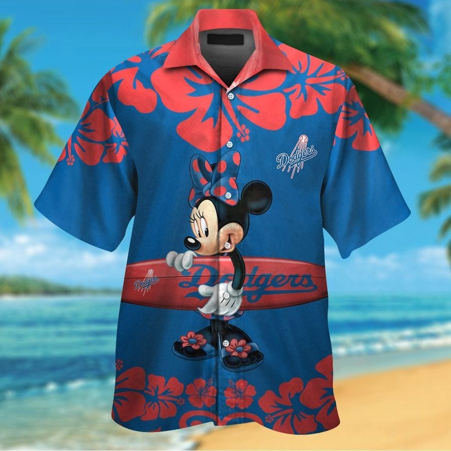 Los Angeles Dodgers Minnie Mouse Short Sleeve Button Up Tropical Aloha Hawaiian Shirts For Men Women