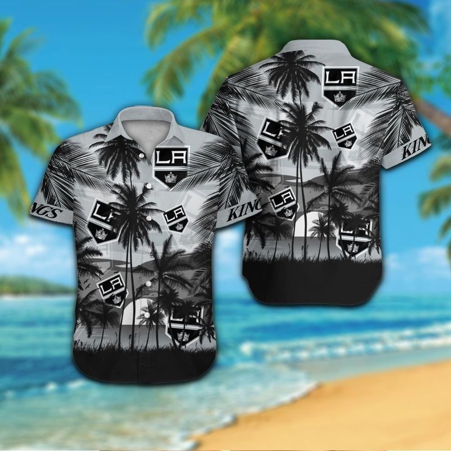 Los Angeles Kings Short Sleeve Button Up Tropical Aloha Hawaiian Shirts For Men Women