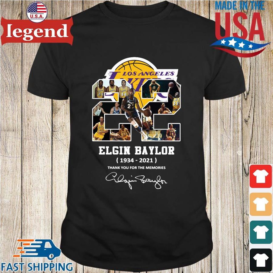 Los Angeles Lakers 22 Elgin Baylor 1934-2021 Thank You For The Memories Signature Shirt
