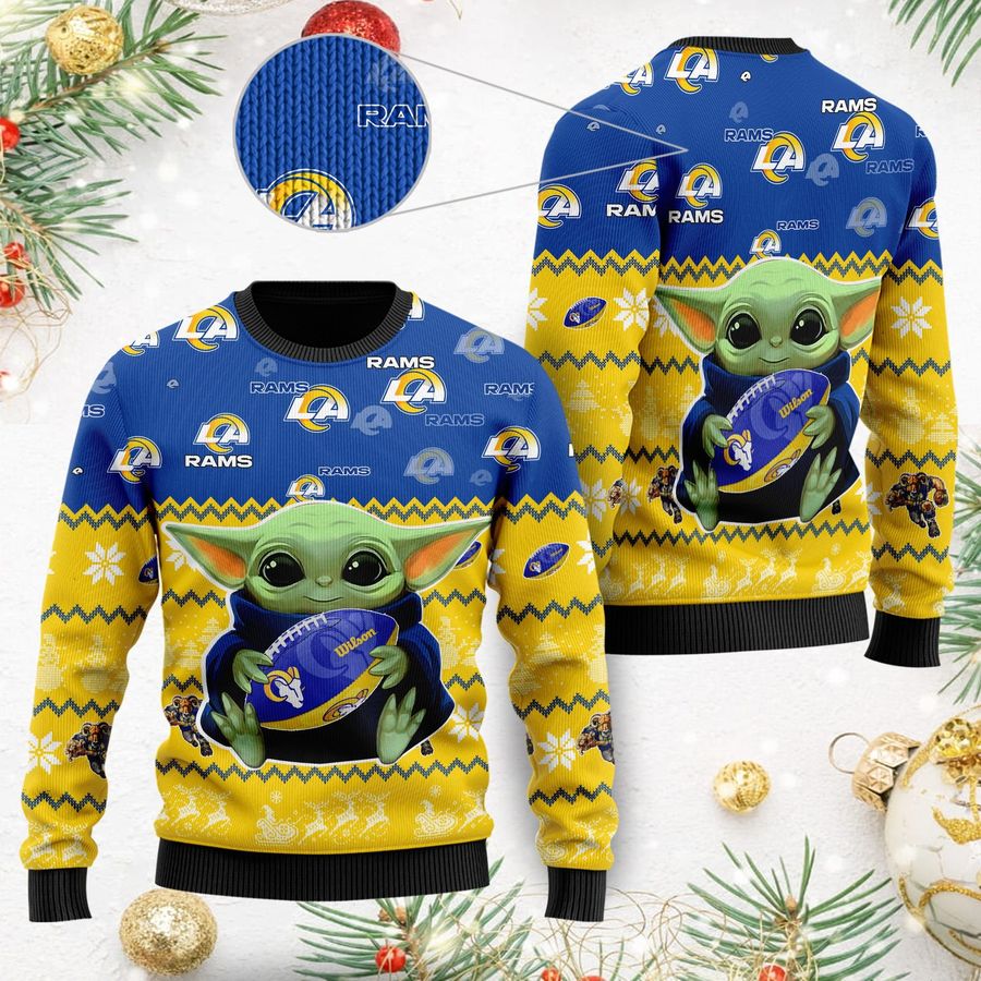 Los Angeles Rams Baby Yoda Shirt For American Football Fans Ugly Christmas Sweater, Ugly Sweater, Christmas Sweaters, Hoodie, Sweatshirt, Sweater