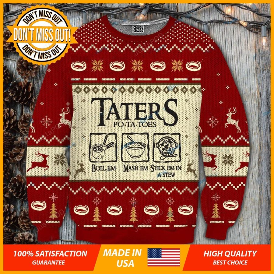 LOTR Taters Potatoes Ugly Christmas Sweater, All Over Print Sweatshirt, Ugly Sweater, Christmas Sweaters, Hoodie, Sweater