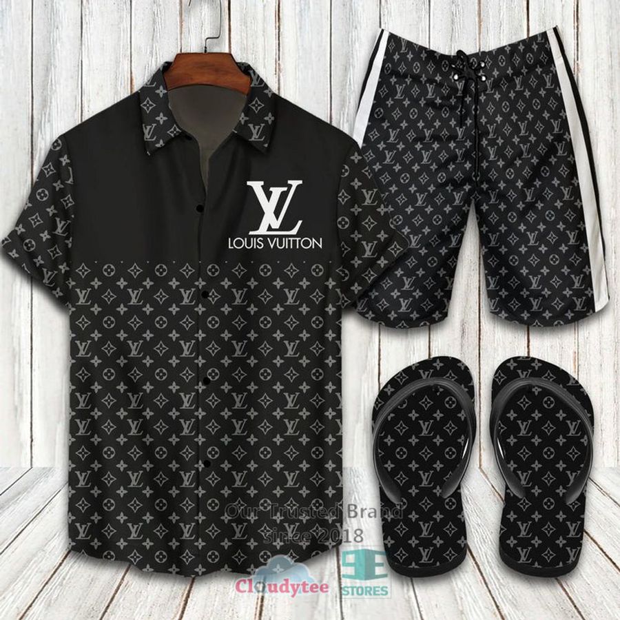 Louis Vuitton Black-White Hawaiian Shirt, Short, Flip-Flops – LIMITED EDITION