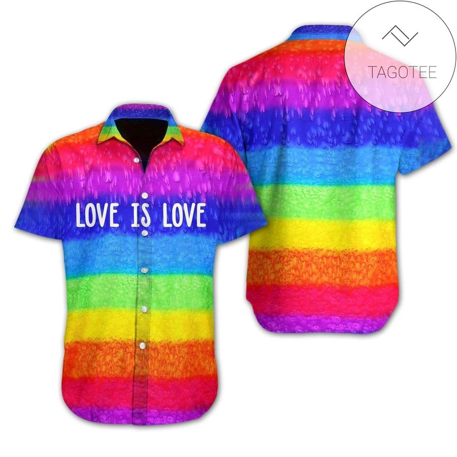 Love Is Love Rainbow Flag Lgbt Full Printing Authentic Hawaiian Shirt 2022s Hl