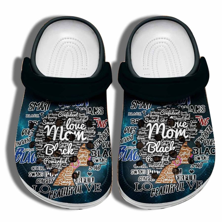 Love Mom Black Crocs Shoes Clogs For Mothers Day 2022 - Beautiful Hair Black Women Crocs Shoes Clogs Gifts For Wife