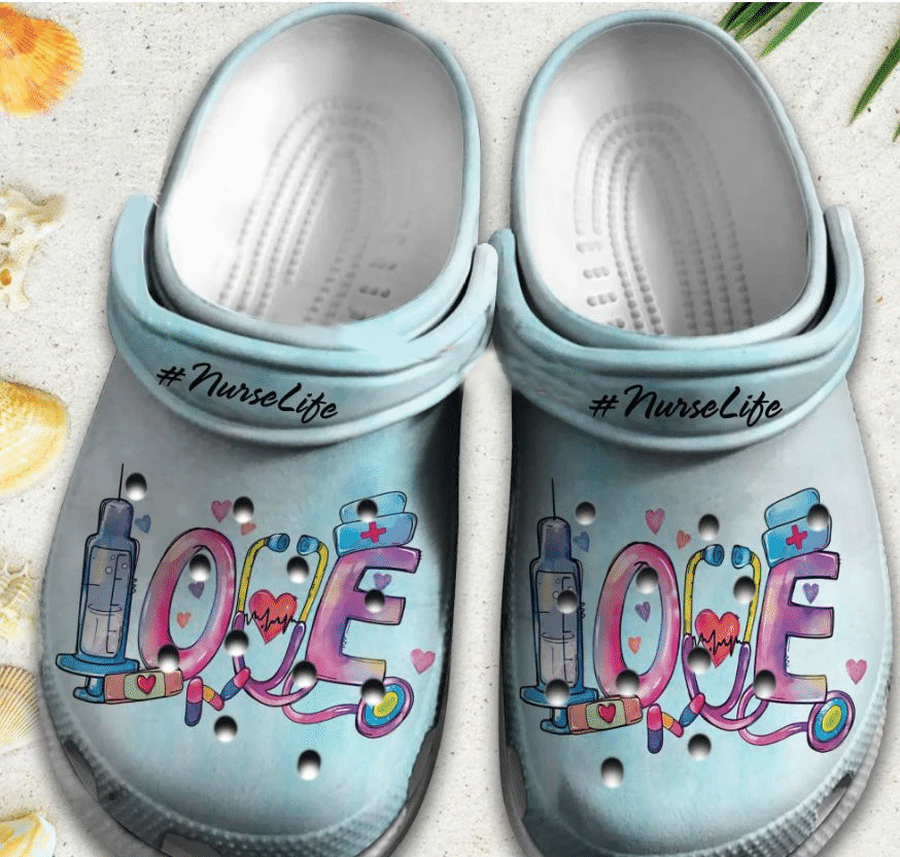 Love Nurse Life Crocs Shoes Crocbland - Custom Shoe Clog Birthday Gift For Man Woman Doctor Nurse.png