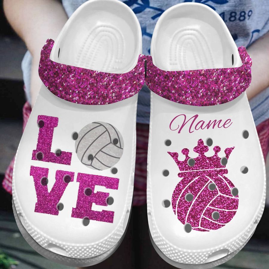 Love Pink Volleyball Shoes - Queen Volleyball Crocs Clogs Gift For Women Girl - Queen-Vlb