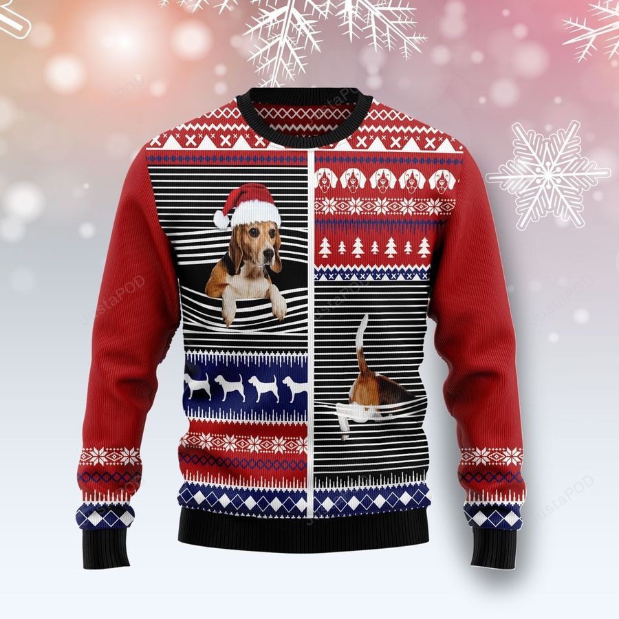 Lovely Beagle Ugly Christmas Sweater All Over Print Sweatshirt Ugly