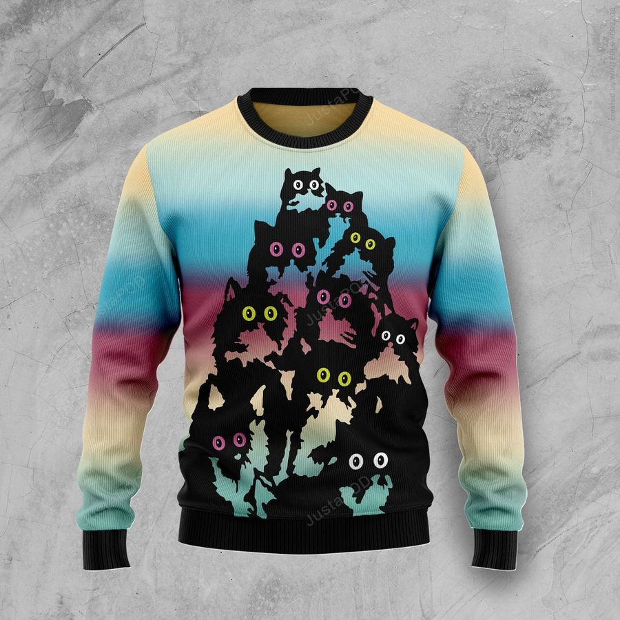 Lovely Black Cat Ugly Christmas Sweater All Over Print Sweatshirt