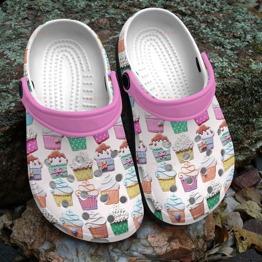 Lovely Cupcake Colorfull  Gift For Lover Rubber Crocs Crocband Clogs, Comfy Footwear