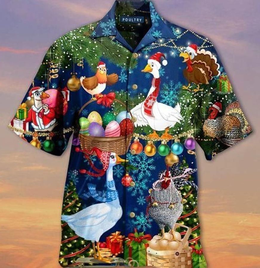 Lovely Goose And Chicken Welcome Thanksgiving And Christmas Hawaiian Aloha Shirts