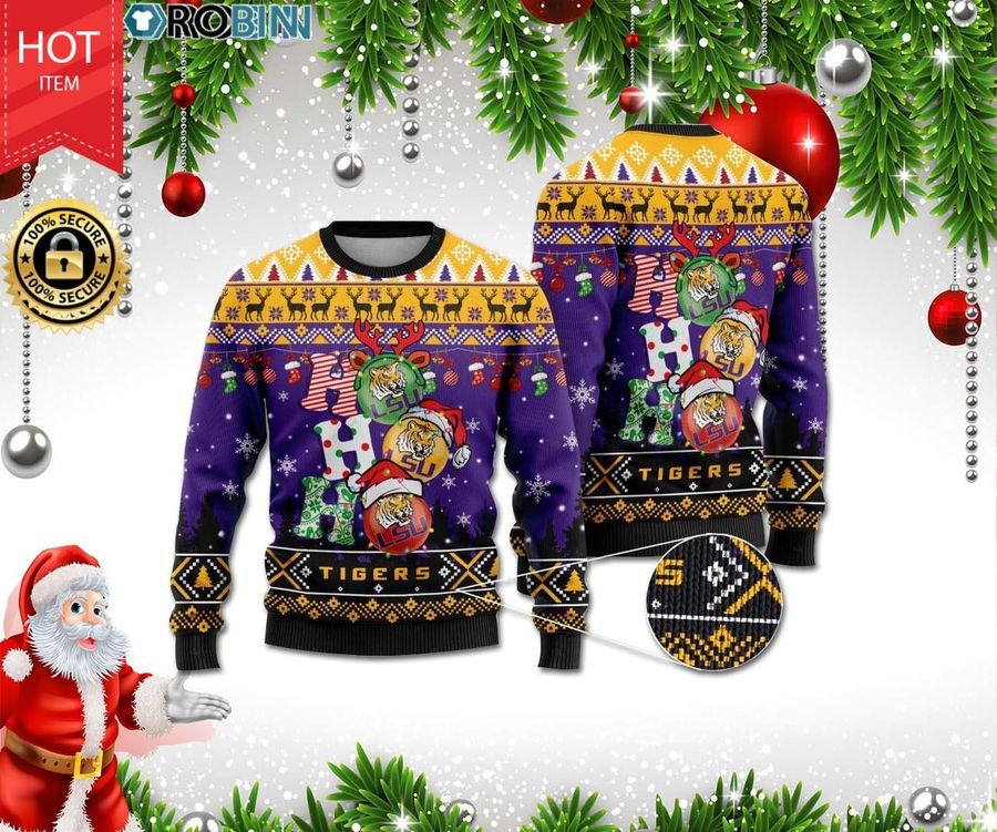 LSU Tigers Ho Ho Ho 3D Print Christmas Wool Sweater