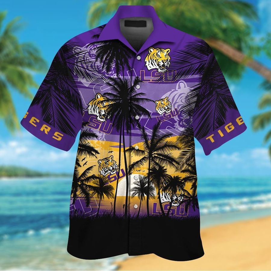 Lsu Tigers Tropical Short Sleeve Button Up Tropical Aloha Hawaiian Shirts For Men Women Shirt