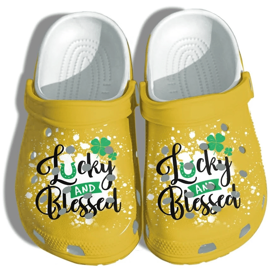 Lucky Charm And Blessed For Men And Women Gift For Fan Classic Water Rubber Crocs Crocband Clogs, Comfy Footwear.png