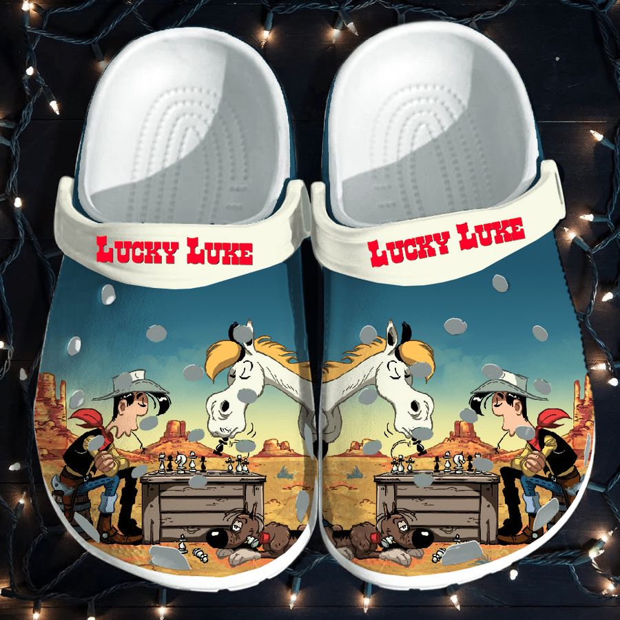 Lucky Luke Gift For Fan Classic Water Rubber Crocs Crocband Clogs, Comfy Footwear