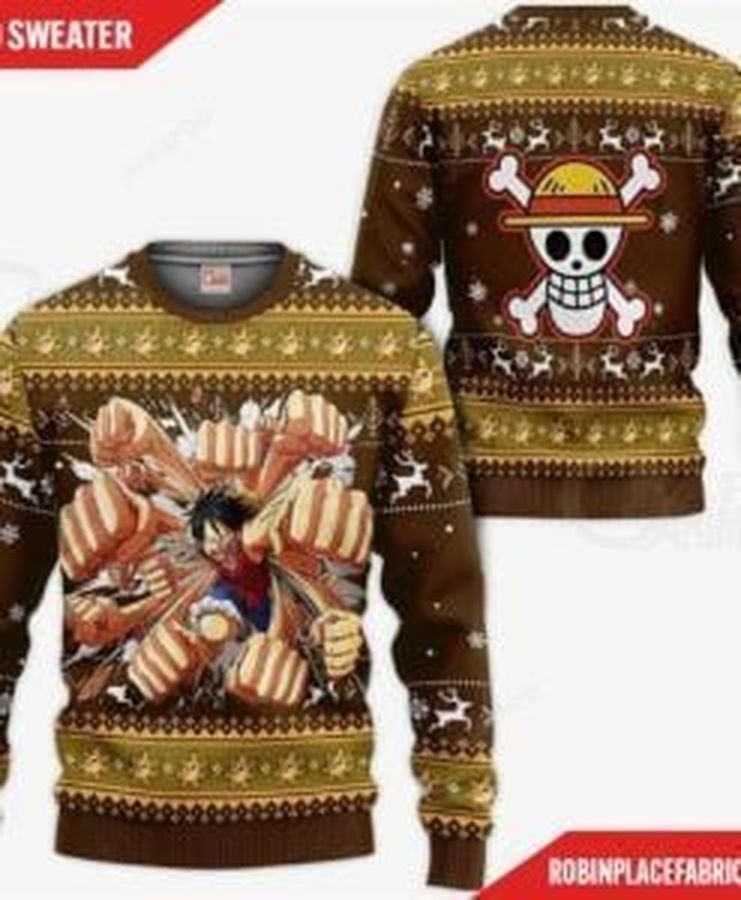 Luffy Gomu One Piece Ugly Christmas Sweater, All Over Print Sweatshirt, Ugly Sweater, Christmas Sweaters, Hoodie, Sweater