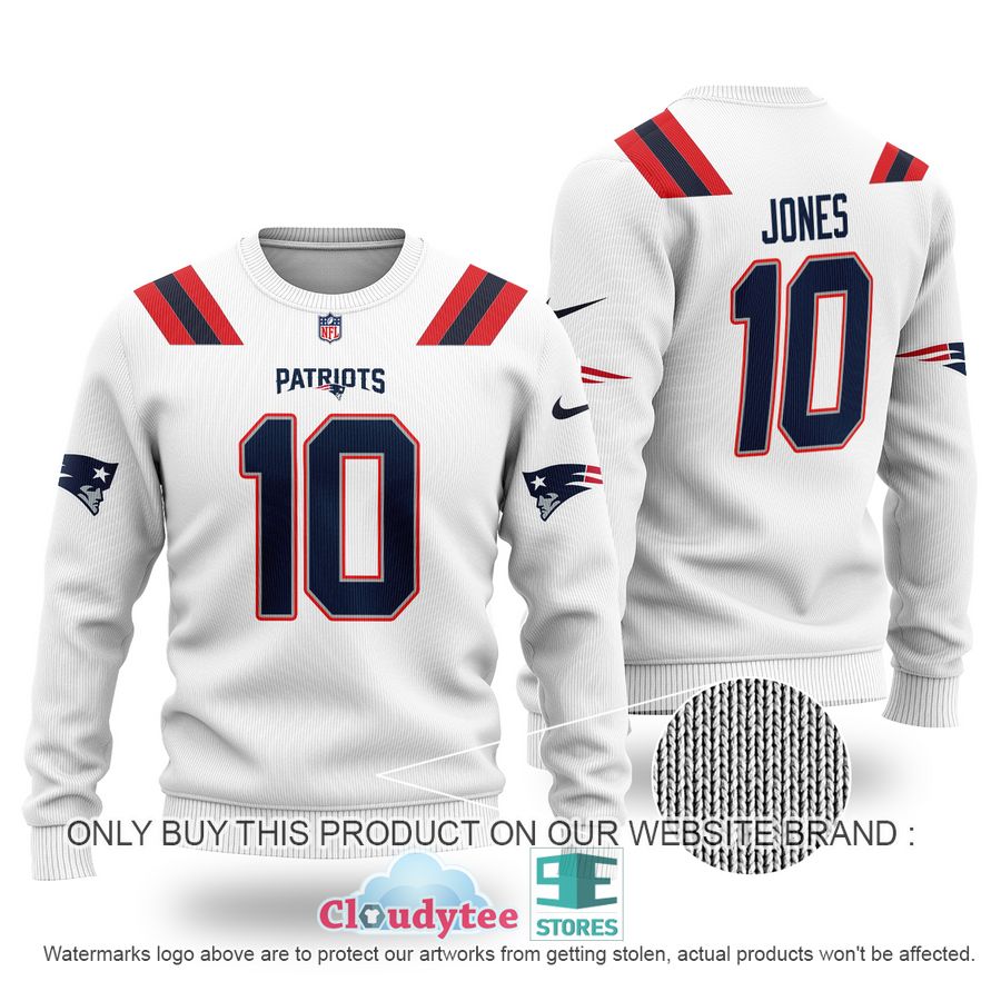 Mac Jones 10 New England Patriots white Ugly Sweater – LIMITED EDITION