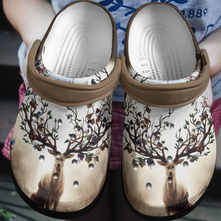 Magical Horn Deer Shoes Clog - Peach Horn And Grape Horn In Deer Crocs Crocbland Clog Birthday Gift For Man Woman.png