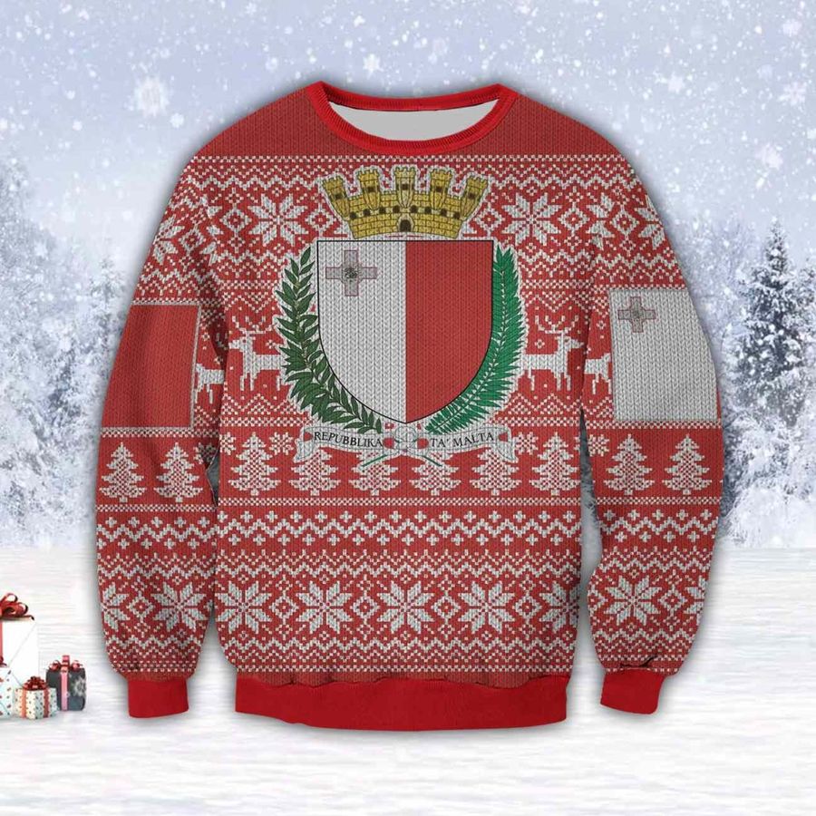 Malta Island Country 3D All Over Print Ugly Christmas Sweater, Ugly Sweater, Christmas Sweaters, Hoodie, Sweatshirt, Sweater