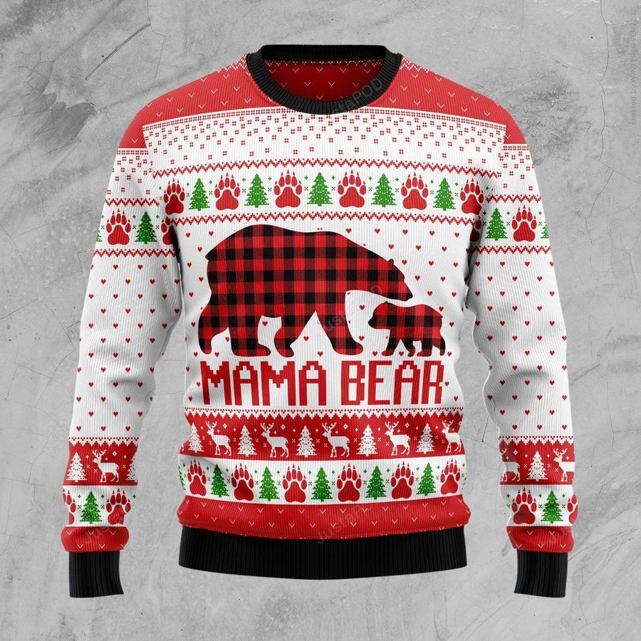 Mama Bear Ugly Christmas Sweater All Over Print Sweatshirt Ugly