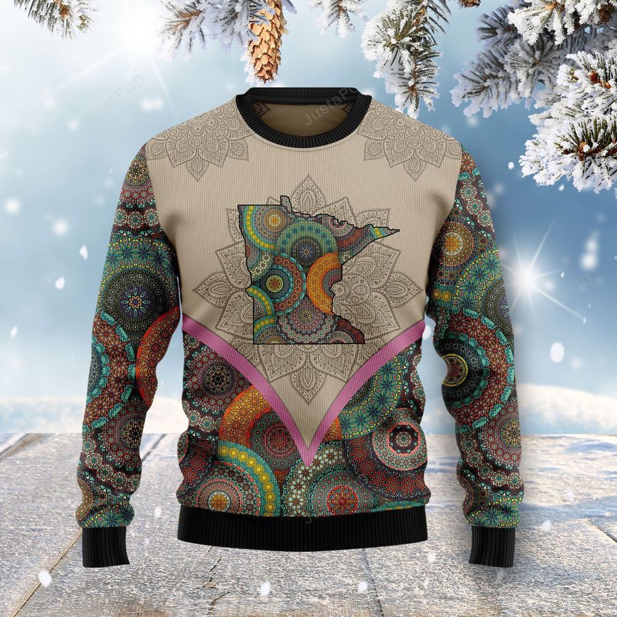 Mandala Minnesota Home Christmas Ugly Sweater Ugly Sweater Christmas Sweaters