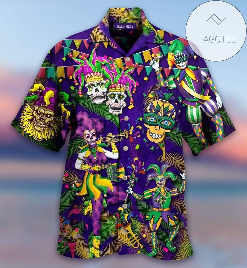 Mardi Gras Clown Skull Happy Purple Authentic Hawaiian Shirt 2022s