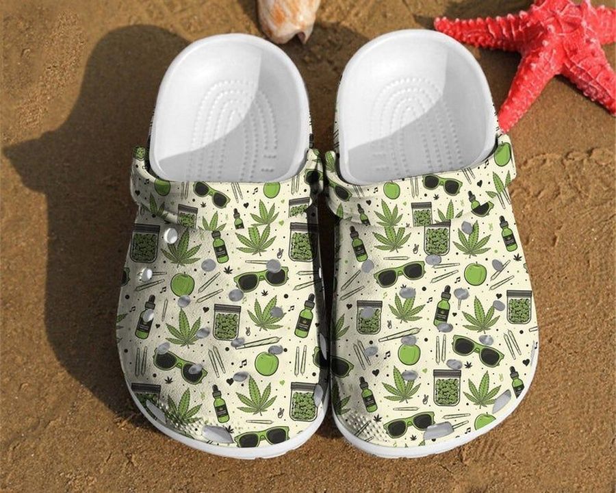 Marijuana Leaf Crocs, Pattern With Weed Leaves Crocs, Weed Leaves Crocs Rubber Crocs Crocband Clogs, Comfy Footwear Tl97