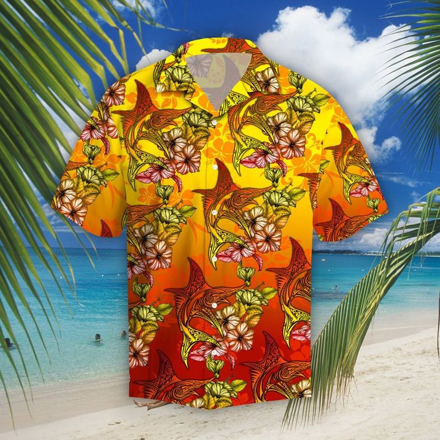 Marlins Hibiscus Tropical Hawaiian Shirt